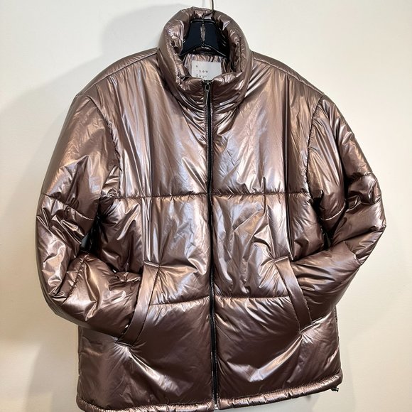 "A New Day" Metallic Mid Length Puffer Jacket - Picture 3 of 5